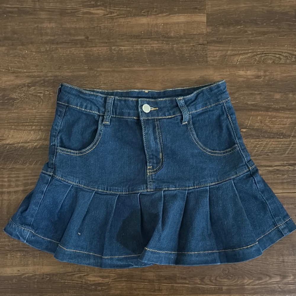 SHEIN Blue Mini Skater Skirt with Tiered Design